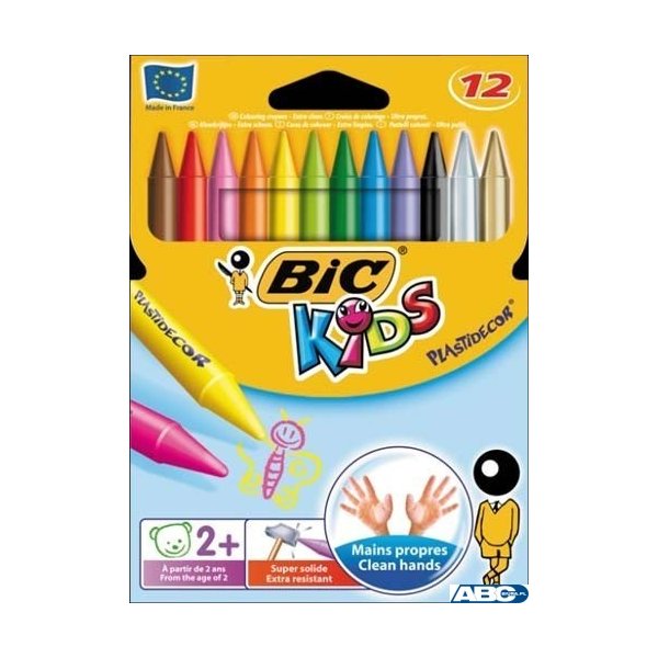 Kredki świecowe BIC Kids Plastidecor 12 kolorów, 945764