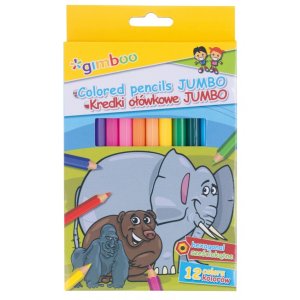 Kredki ołówkowe GIMBOO Jumbo, sześciokątne, 12szt., mix kolorów
