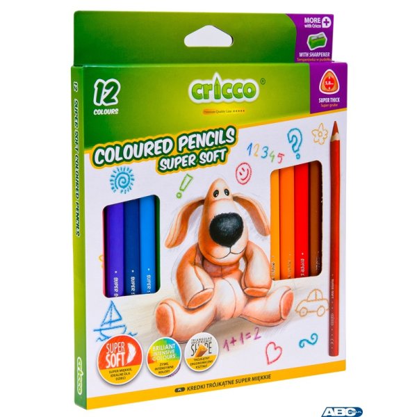 Kredki CRICCO trójk.grube SUPER SOFT12 CR335K12 AX op.kartonowe