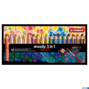 Kredki WOODY ARTY 3 w 1 etui 18 szt. z temperówką STABILO 880 / 181-20