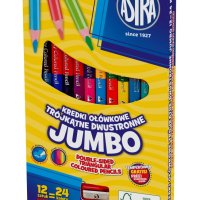 Kredki ołówkowe jumbo Astra 12 sztuk=24 kolory, 312118001