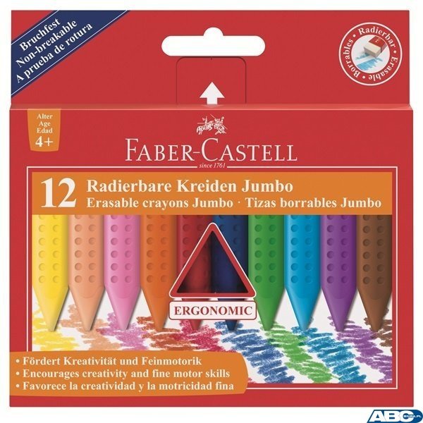 Kredki GRIP JUMBO trójkątne 12 kolorów FABER-CASTELL 122540 FC