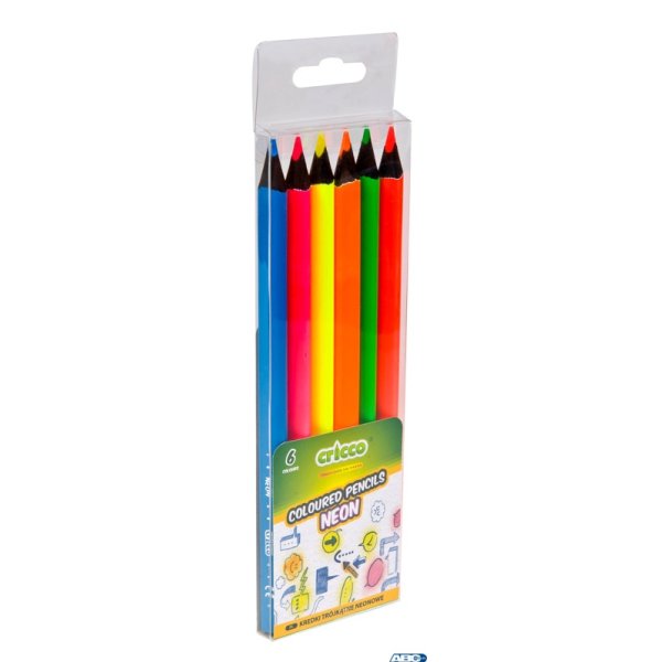 Kredki CRICCO trój.6kol. BLACK WOOD JUMBO NEONOWE etui CR330W6 AX (X)