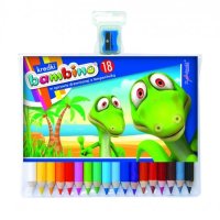 Kredki BAMBINO 18kol.w drewnie 15 cm + temperówka  0348