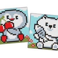 Diamentowa mozaika na magnesie IDEYKA, 9x9 cm, kids, pingwin i niedźwiadek, 2 szt.