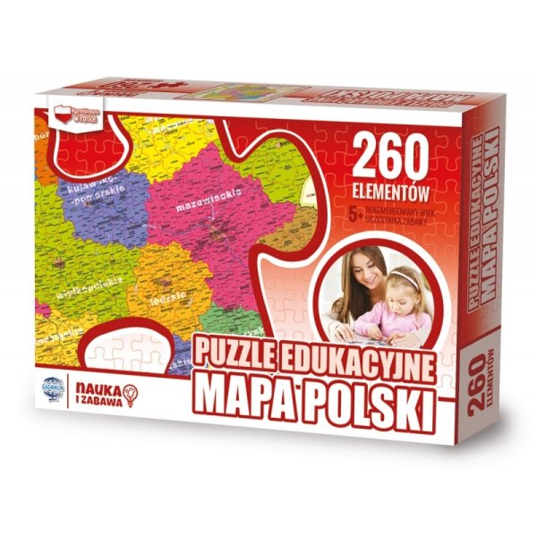 Puzzle edukacyjne GŁOWALA, mapa Polski, 260 elementów, 60x40cm
