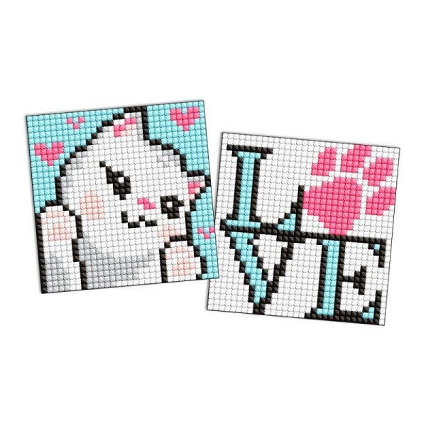 Diamentowa mozaika na magnesie IDEYKA, 9x9 cm, kids, uroczy kotek, 2 szt.