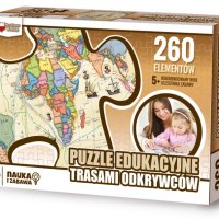 Puzzle edukacyjne GŁOWALA, z trasami odkrywców, 260 elementów, 60x40cm