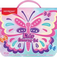 Zestaw artystyczny dla dzieci KEYROAD, 54 elementy, pudełko z rączką, motyl