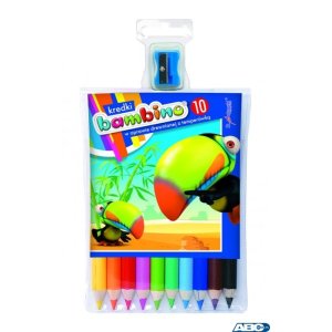 Kredki BAMBINO 10kol.w drewnie 15 cm  +  temperówka