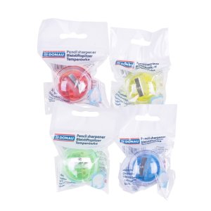 Temperówka DONAU, plastikowa, pojedyncza, mała okrągła, mix kolorów