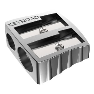 Temperówka KEYROAD Metal, aluminiowa, podwójna, pakowana na displayu, srebrna
