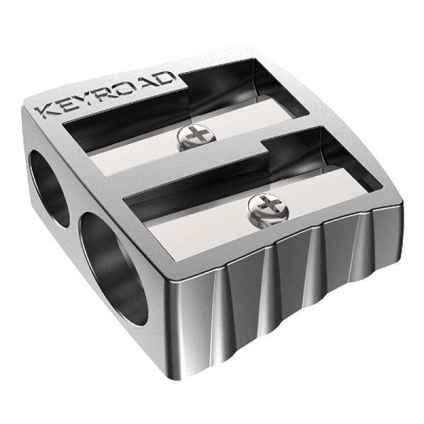 Temperówka KEYROAD Metal, aluminiowa, podwójna, pakowana na displayu, srebrna