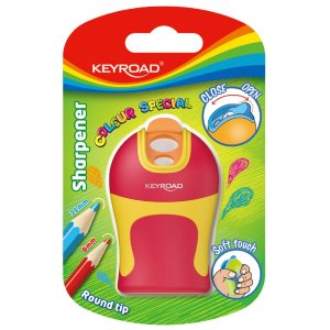 Temperówka KEYROAD Colour Special Soft Touch, plastikowa, podwójna, ostrzenie zaokrąglone, blister, mix kolorów