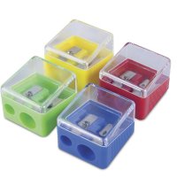 Temperówka DONAU, plastikowa, podwójna, mix kolorów