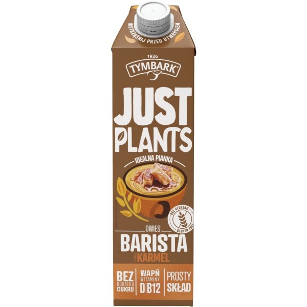 Napój roślinny TYMBARK Just Plants, owies-karmel, barista, 1l