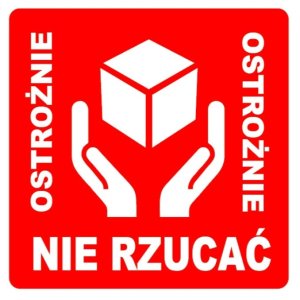 Etykiety naklejki OSTRZEGAWCZE OSTROŻNIE NIE RZUCAĆ 1000 szt KAUCZUK PACZKA