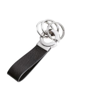 Brelok TROIKA Key-Click, 3 kółka do kluczy, czarna skóra