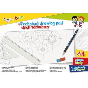 Blok techniczny GIMBOO, A4, 10 kart., 150gsm, biały