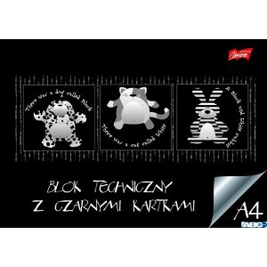 Blok tech czarne kar.  A4 10kartek 180g / m2 UNIPAP