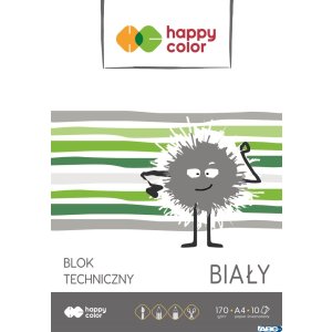 Blok techniczny biały A4, 170g, 10 ark, Happy Color HA 3550 2030-0