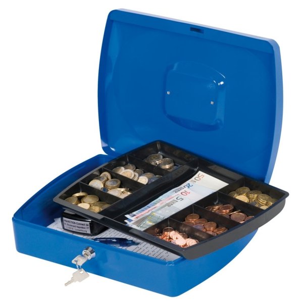 Kasetka na pieniądze Q-CONNECT, ekstra duża, 325x85x235mm, niebieska