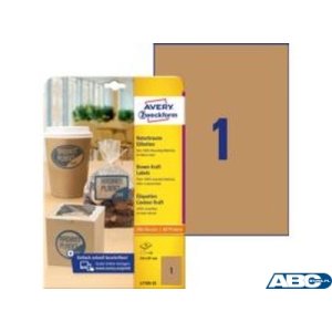 Brązowe etykiety na produkty, A4, 25 ark. / op., 210 x 297 mm, AVERY ZWECKFORM, L7109-25