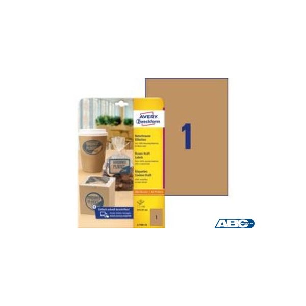 Brązowe etykiety na produkty, A4, 25 ark./op., 210 x 297 mm, AVERY ZWECKFORM, L7109-25