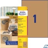 Brązowe etykiety na produkty, A4, 25 ark./op., 210 x 297 mm, AVERY ZWECKFORM, L7109-25