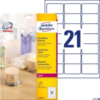 Etykiety Crystal Clear L7782-25 63,5x38,1 25ark przezroczyste, Avery Zweckform
