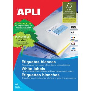 Etykiety uniwersalne APLI, 52,5x29,7mm, prostokątne, białe 100 ark.