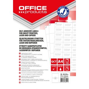 Etykiety OFFICE PRODUCTS, 210x148mm, białe, 100 ark.