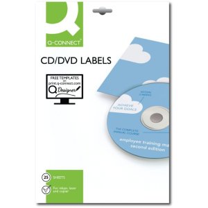 Etykiety na płyty CD / DVD Q-CONNECT, średnica 117mm, okrągłe, białe
