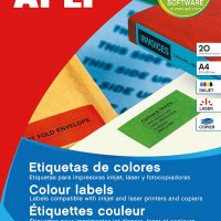 Etykiety kolorowe APLI, 210x297mm, prostokątne, zielone, 20 ark.