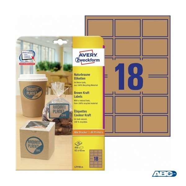 Ekologiczne etykiety na produkty 62 x 42 mm 25 ark. Avery Zweckform L7110-25