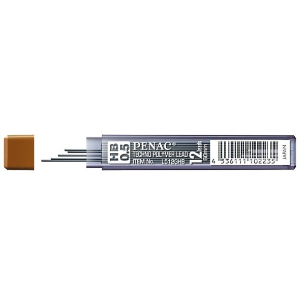 Grafity do ołówków PENAC 0,5mm, HB, zawieszka, 12 szt.