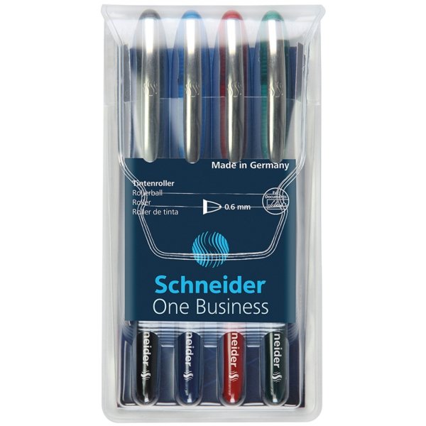 Zestaw piór kulkowych SCHNEIDER One Business, 0,6 mm, 4szt., miks kolorów