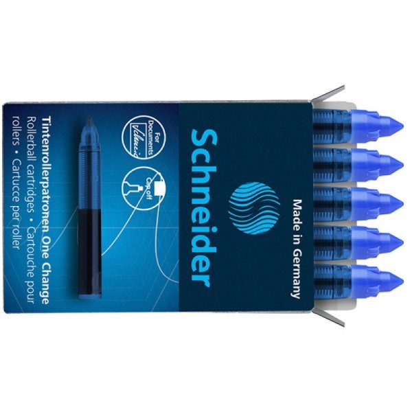 Kartridże SCHNEIDER One Change, do piór kulkowych, 0,6mm, 5szt., niebieskie