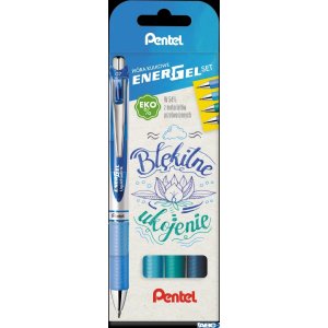 Pióro kulkowe ENERGEL 0,7 mm,  kpl.4 kolory BŁĘKITNE UKOJENIE BL77-ST4CACSSPL PENTEL