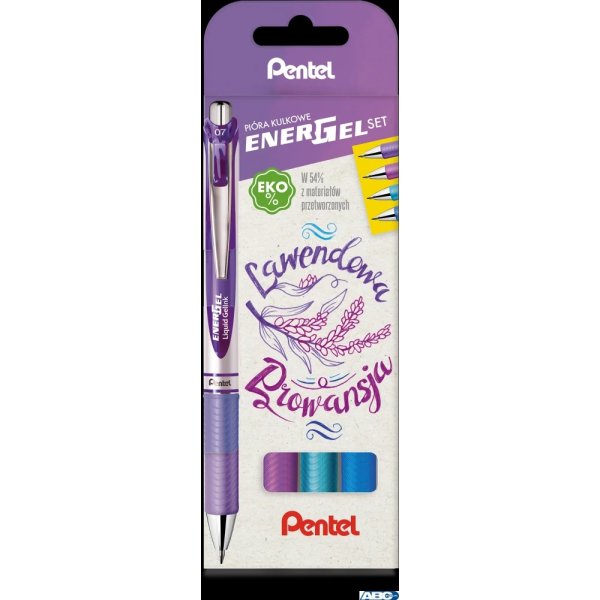 Pióro kulkowe ENERGEL 0,7 mm,  kpl.4 kolory LAWENDOWA PROWANSJA BL77-ST4CSVVPL PENTEL