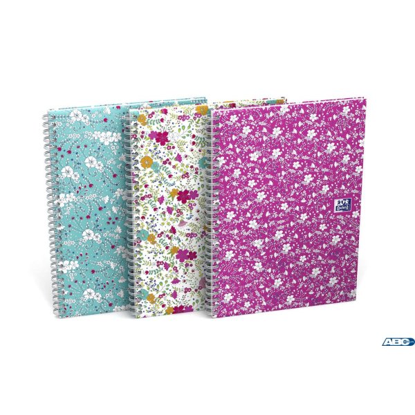 Kołonotatnik A5 60 kartek, kratka / tagi, FLORAL, OXFORD, 400094951