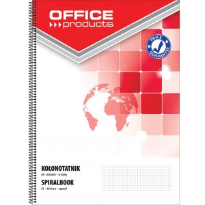 Kołonotatnik OFFICE PRODUCTS, A4, w kratkę, 80 kart., 60-80gsm, perforacja