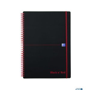 Kołonotatnik A4 70 kartek, kratka  /  tagi, BLACK n RED, OXFORD, 400047654
