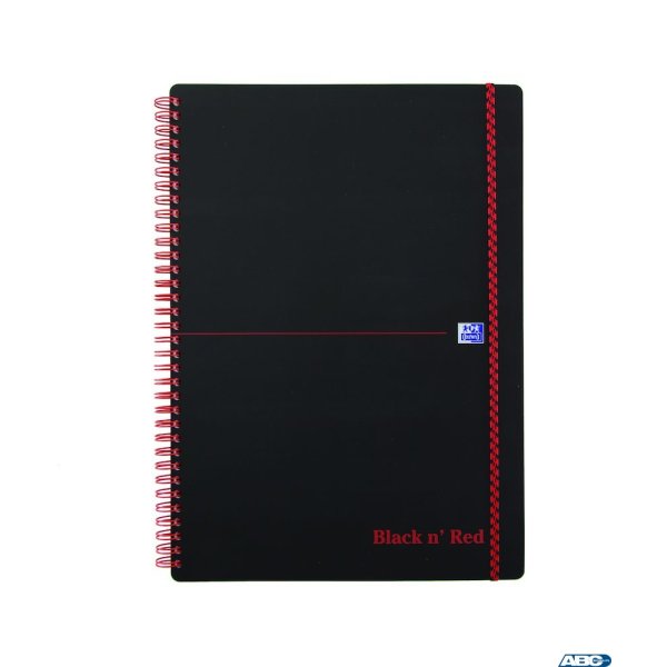 Kołonotatnik A4 70 kartek, kratka / tagi, BLACK n RED, OXFORD, 400047654