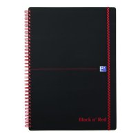 Kołonotatnik A4 70 kartek, kratka / tagi, BLACK n RED, OXFORD, 400047654