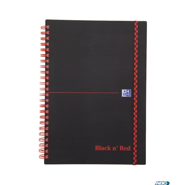 Kołonotatnik A5 70 kartek, linia / tagi, BLACK n RED, OXFORD, 400047655