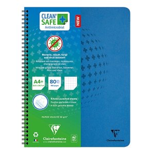 Kołozeszyt CLAIREFONTAINE, Clean Safe, antybakteryjny, A4 + , 60 kart., kratka, niebieski