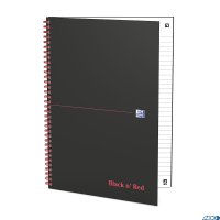 Kołonotatnik A4 70 kartek, linia / tagi, BLACK n RED, OXFORD, 400047608