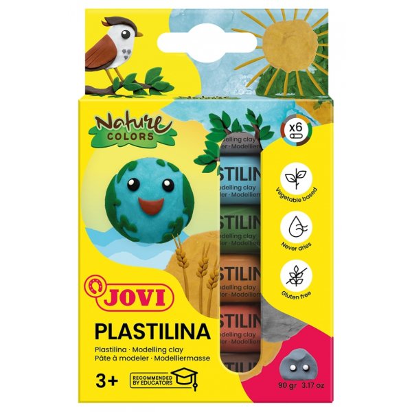 Zestaw plasteliny JOVI, 6x15g, kolory natury, mix kolorów