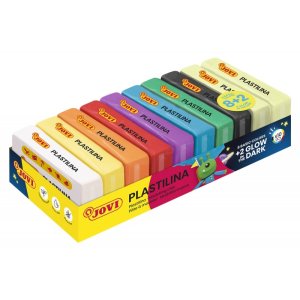 Zestaw plasteliny JOVI, 10x50g, 8 kolorów basic  +  2 świecące w ciemności, mix kolorów